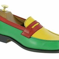 Handmade Men's Multi color Leather Shoes, Men round toe leather Loafer slip ons - Thumbnail 1