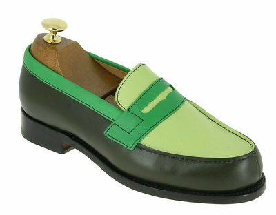 Handmade Men's Multi color Leather Shoes, Men round toe leather Loafer slip ons