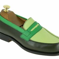 Handmade Men's Multi color Leather Shoes, Men round toe leather Loafer slip ons - Thumbnail 1