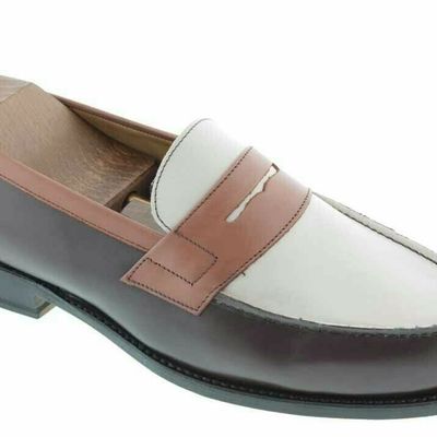 Handmade men's multi color leather shoes, men round toe leather loafer slip ons