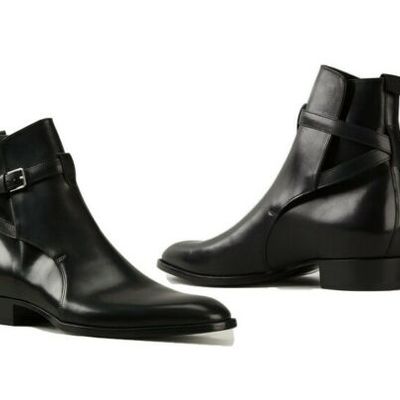 Handmade men,s jodhpurs ankle high boot, men buckle leather boots - Thumbnail 4