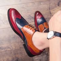 Handmade Multi Color Wing Tip Brogue Lace Up Leather Shoes For Men's - Thumbnail 1