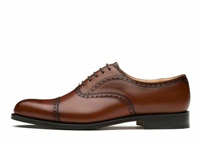 Handmade Men's Genuine Leather Brown Brogue Lace Up Formal Dress Shoes