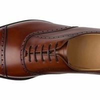 Handmade Men's Genuine Leather Brown Brogue Lace Up Formal Dress Shoes - Thumbnail 1