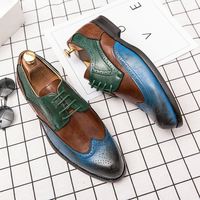 Handmade Multi Color Wing Tip Lace Up Leather Men's For Shoes - Thumbnail 1