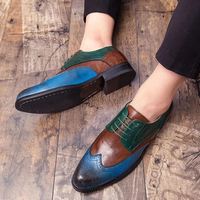 Handmade Multi Color Wing Tip Lace Up Leather Men's For Shoes - Thumbnail 4