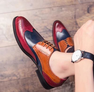 Handmade Multi Color Wing Tip Lace Up Leather Men's For Shoes