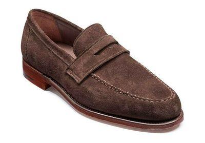 Genuine Suede Leather Men Brown Tone Apron Toe Moccasin Handcrafted Shoes