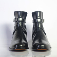 Handmade Men's Black Leather Half Ankle Jodhpurs Boots - Thumbnail 3
