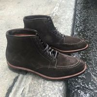 Handmade Men’s Ankle High Suede Boots, Men’s Dark Brown Split Toe Lace Up Boots - Thumbnail 1