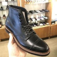 Handmade Men’s Ankle High Leather Boots, Men’s Black Cap Toe Brogue Lace Up Boot - Thumbnail 1