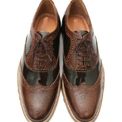 Handmade oxford brogue dress shoes boots men brown & black shoes