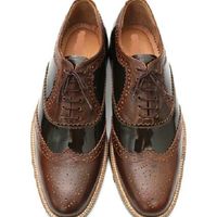 Handmade Oxford Brogue Dress Shoes Boots Men Brown & Black Shoes - Thumbnail 1