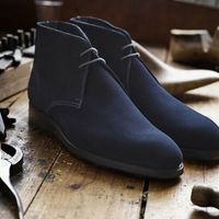 Handmade Men's Chukka Boot, Men's Navy Blue Suede Lace Up Casual Boot. - Thumbnail 4