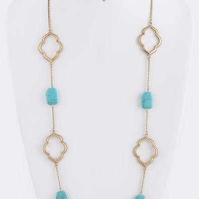 Danica turquoise clover cut necklace set