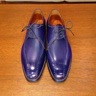 Beautiful handmade men's purple stylish derby lace up leather shoes