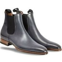 Handmade Mens Ash Gray Chelsea boot Men's leather boot Ankle leather boots - Thumbnail 1