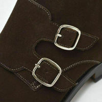 MENS HANDMADE DOUBLE MONK CHUKKA BOOTS MENS BROWN SUEDE LEATHER HUNTER SHOES - Thumbnail 4