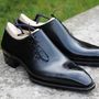 Handmade Men Oxford Leather Black Shoes Trendy Hand Panted Dress Fashion Shoes-1