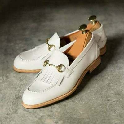 Handmade men's white leather slip on loafers men's white leather formal shoes