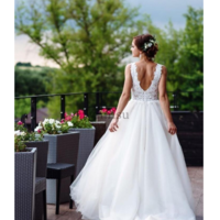 Country Wedding Dresses V Neck Backless Sweep Train Appliques Beads Garden Beach Boho Bridal Gowns vestidos de novia Plus Size - Thumbnail 3