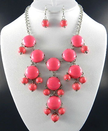 Bright Pink Bubble Necklace