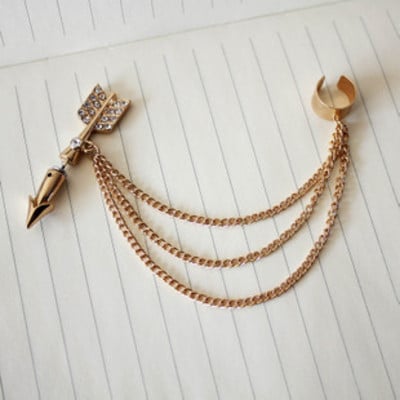 Rhinestone arrow earring and ear cuff