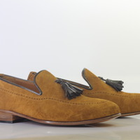 Handmade Brown Tussles Suede Loafers Shoes For Men's - Thumbnail 1