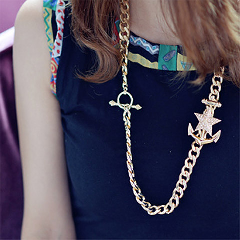 Star Anchor Heavy Chain Necklace
