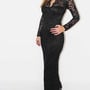 Long Sleeve Full Length Lace Dress - Thumbnail 2