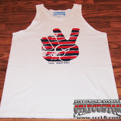 Peace on earth tanktop (white/red/navy)