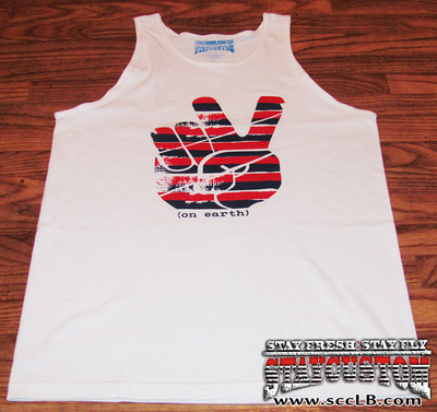 Peace On Earth Tanktop (White/Red/Navy)