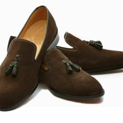 Mens handmade shoes tassel loafer suede slipper party wedding formal wear casual