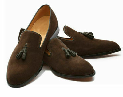 Mens Handmade Shoes Tassel Loafer Suede Slipper Party Wedding Formal Wear Casual