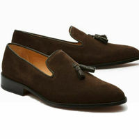 Mens Handmade Shoes Tassel Loafer Suede Slipper Party Wedding Formal Wear Casual - Thumbnail 1