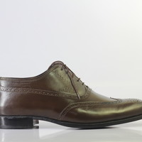 Handmade Brown Wing Tip Brogue Lace Up Leather Shoes For Men's - Thumbnail 2