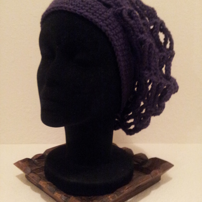 Crochet slouchy net hat
