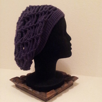 Crochet Slouchy Net Hat - Thumbnail 2