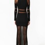 Long Sleeve Sheer Full Length Block Dress - Thumbnail 2