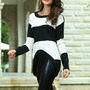 Long Sleeve Stripe Scoop Neck Acrylic Sweater - Thumbnail 1