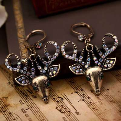 Rhinestone deer earrings