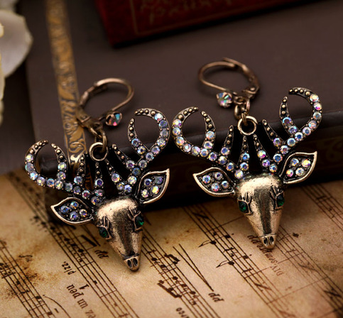 Rhinestone Deer Earrings