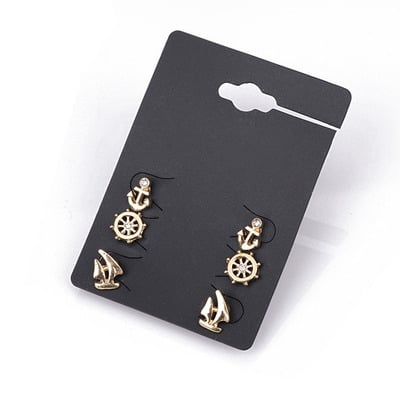 3 pair sailing earring studs