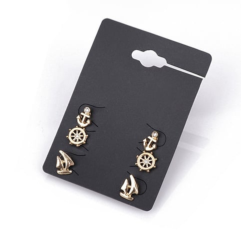 3 pair Sailing Earring Studs