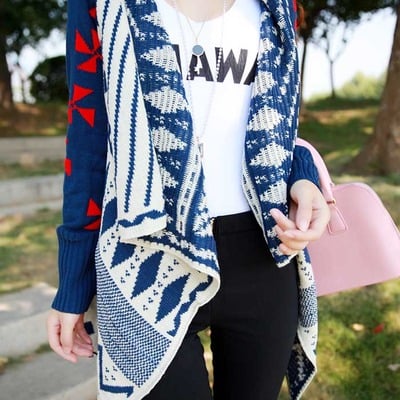 Tribal aztec long sleeve cardigan
