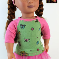 Pink & Green Knit 3/4 Raglan Sleeve Shirt for 18 Inch Dolls - itty.bitty