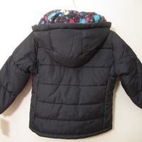Girls Black Jacket with Hood and Matching Scarf - Thumbnail 1