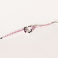 Pretty Pink Leather Heart Bracelet - Thumbnail 1
