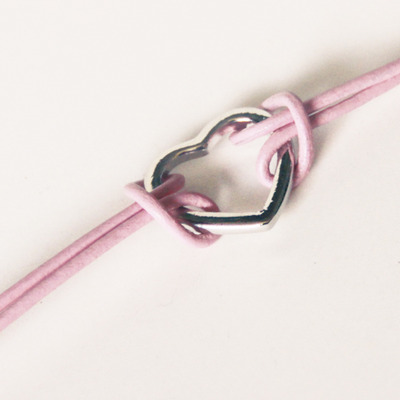 Pretty pink leather heart bracelet - Thumbnail 4