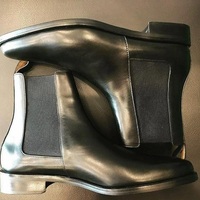 Handmade Classic Mens Black Leather Chelsea boots, Men Casual Leather ankle boot - Thumbnail 3